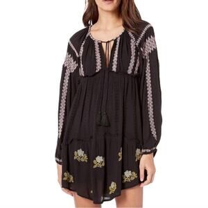 Free People Black Embroidered Dress Size Small